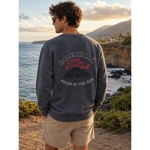 Camp‎ David Haleakala Sweatshirt Maui House of the Sun Gray Size Medium Pullover